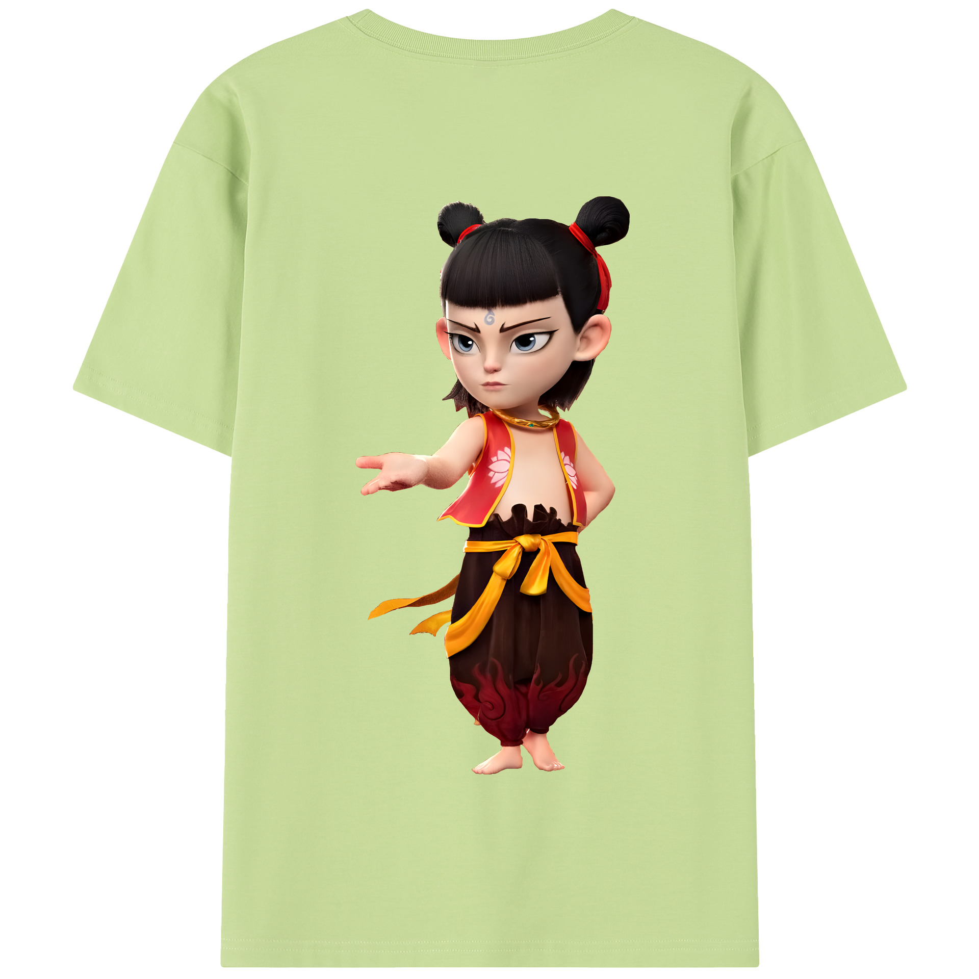 （画像用） Ne Zha 2 ナタ 魔童の大暴れ 綿100％半袖Tシャツ（背面プリント）